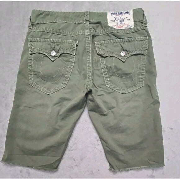 True Religion Other - True Religion Sz 34 Green Cut Off Shorts Section Straight Seat World Tour, EUC